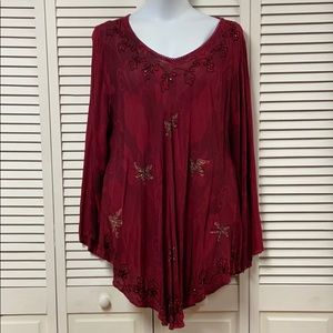 NWT Greater Good Embellished Boho Top Size 1X/2X